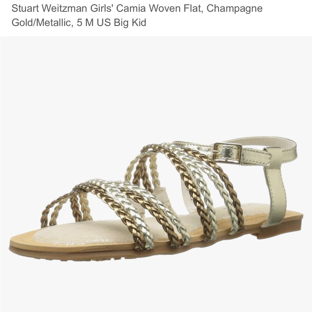 Stuart Weitzman Girls Camia Metallic Braided Sandals Size 4